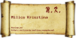 Milics Krisztina névjegykártya